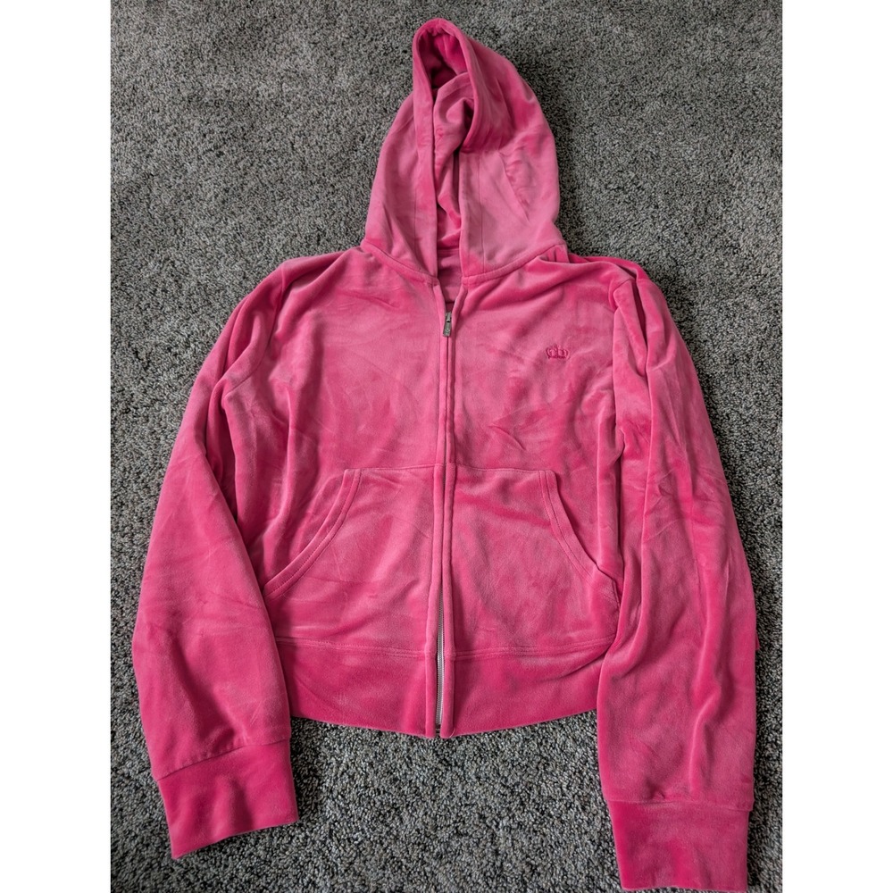 Juicy by Juicy Couture Hot Pink Velour Tracksuit Hoodie Joggers Set XL - Picture 4 of 7